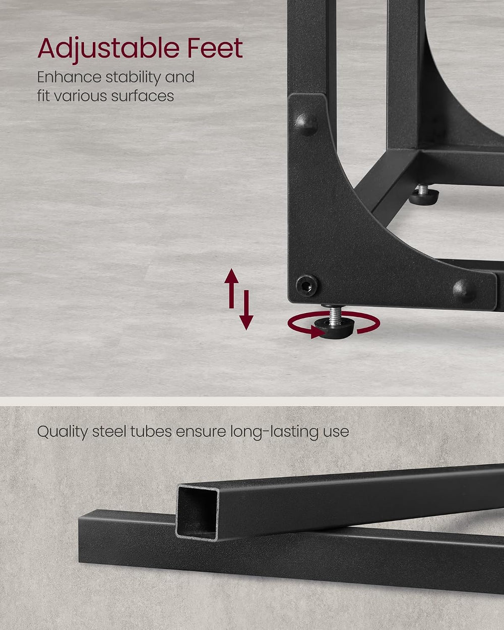 VASAGLE C-Shaped End Table, Small Sofa Side Table with Metal Frame