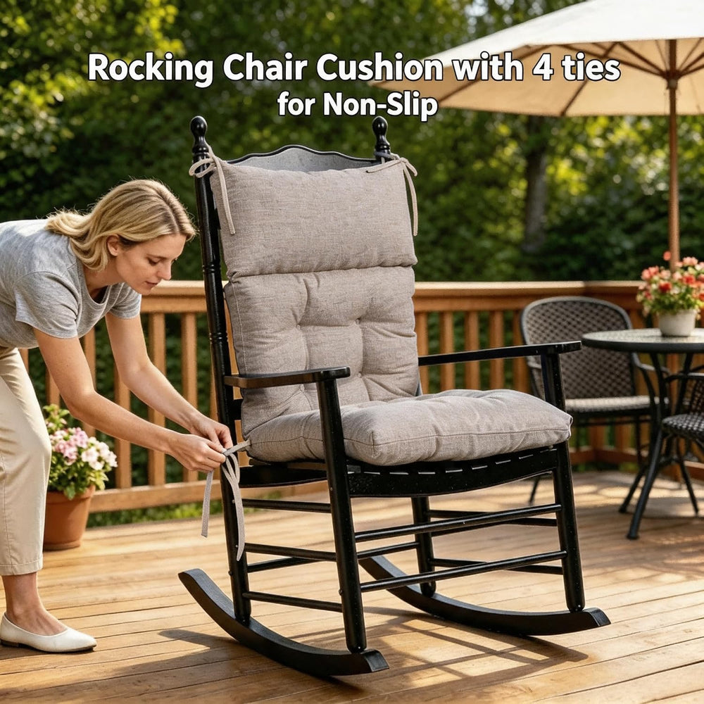 QILLOWAY Outdoor Rocking Chair Cushion 43x21 Inch, 100% Polyester Waterproof ...