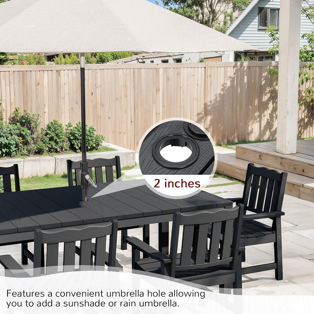 Stoog 7 Pieces Patio Dining Sets, All-Weather HIPS Material & Aluminum Fr...