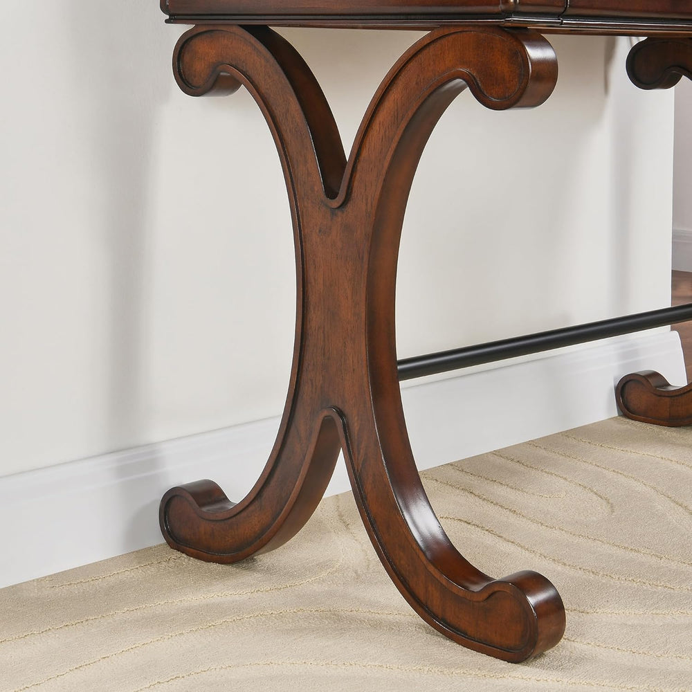 Traditional Wood Writing Desk with 2 Drawers, 47" Large Work Desk