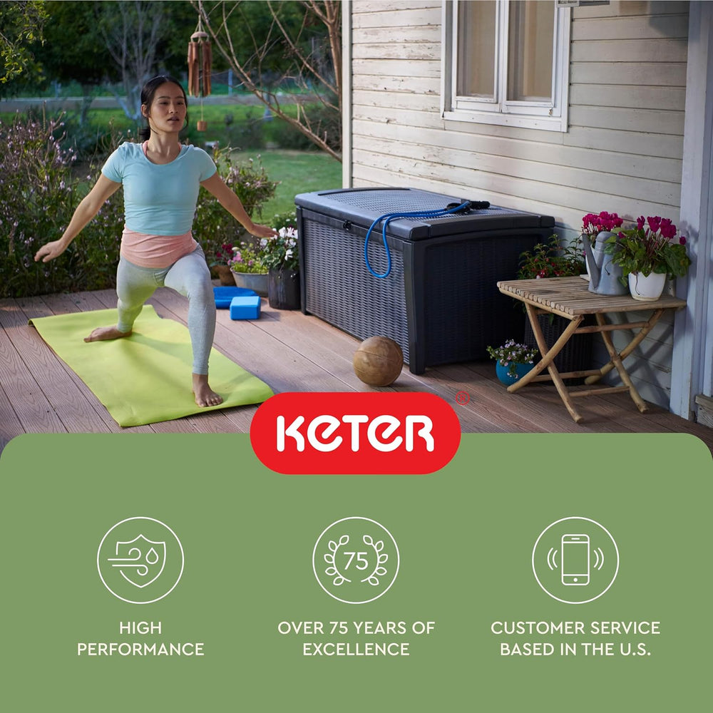 Keter Borneo Outdoor Storage Deck Box, 110 Gallon, Grey