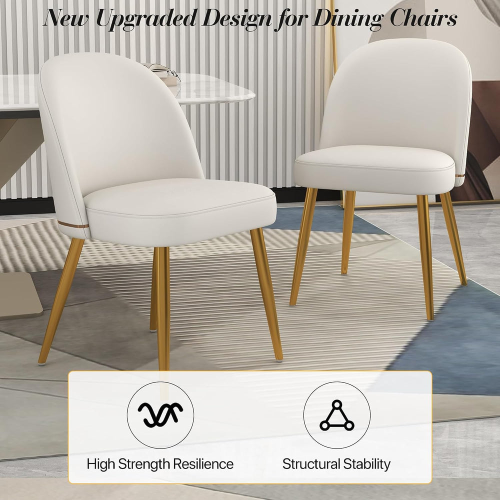 KCC Modern PU Leather Dining Chairs Set of 4,Armless Side Chairs,White