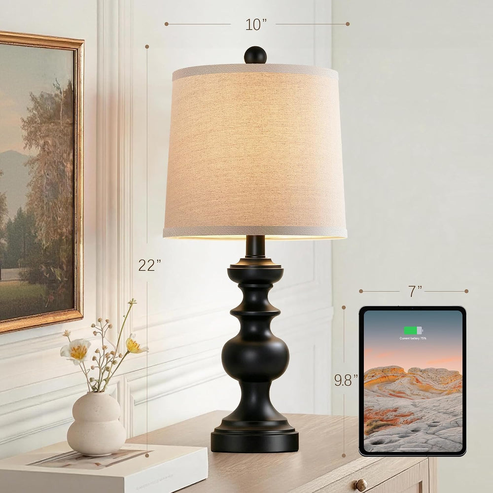 PARTPHONER Farmhouse Table Lamp Set of 2, Rustic Table Lamps for Living Room ...