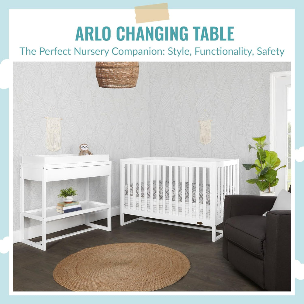 Dream On Me Arlo Changing Table with Pad & Safety Strap - White