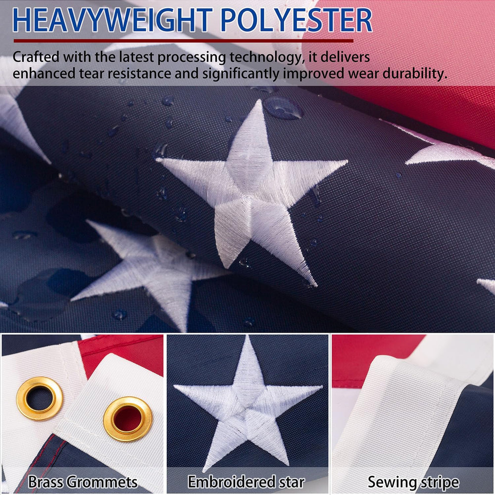 American Flags for Outside 5x8 Ft, Heavy Duty Outdoor US Flag with Waterproof...