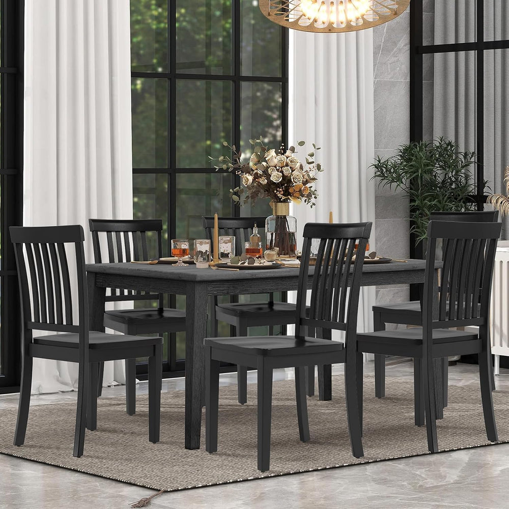 COLAMY Wooden Dining Chairs Set of 6, Solid Rubberwood Kitchen & Dining R...