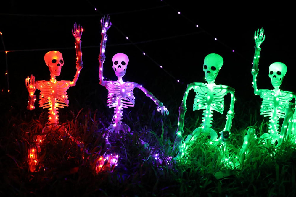 2Pack36 Halloween Light up Skeleton Deco(350 Green Lights,6H auto‑Off)