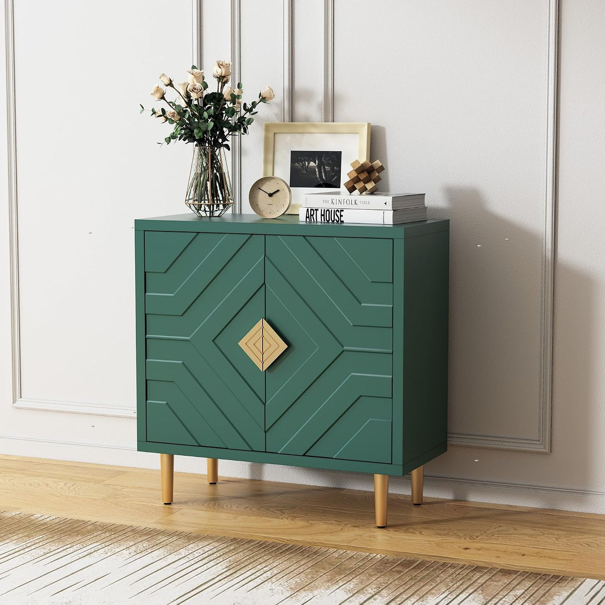 HLR 31.7'' Modern Sideboard Storage Cabinet with 2 Doors, Green