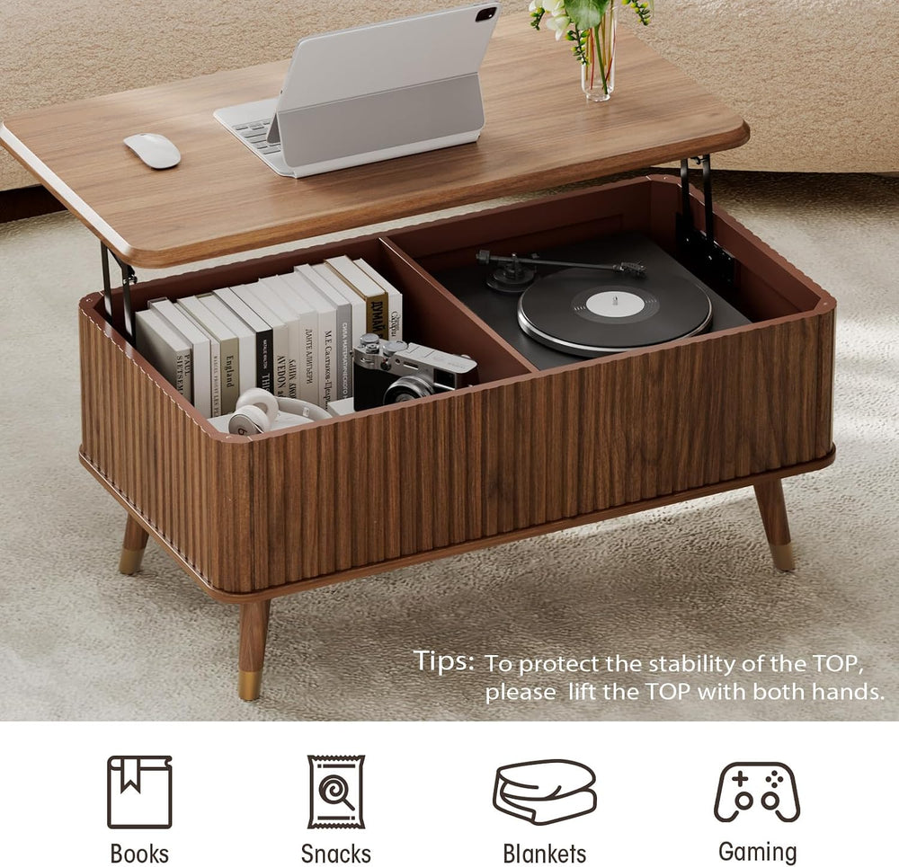 JOINICE 38" Lift Top Coffee Table with Storage for Living Room,Walnut