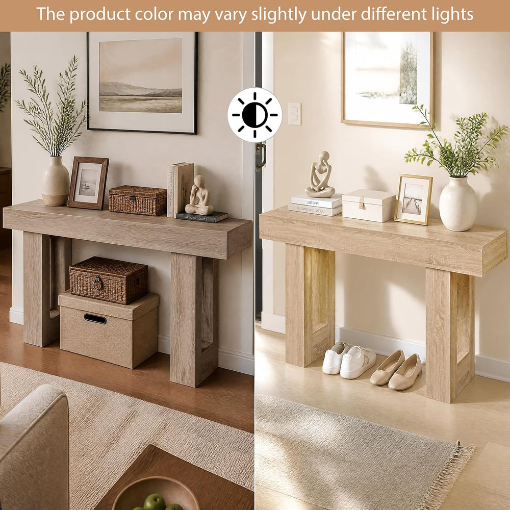 GIANTEX 63" Long Console Table, Farmhouse Wooden Rectangular Sofa Table