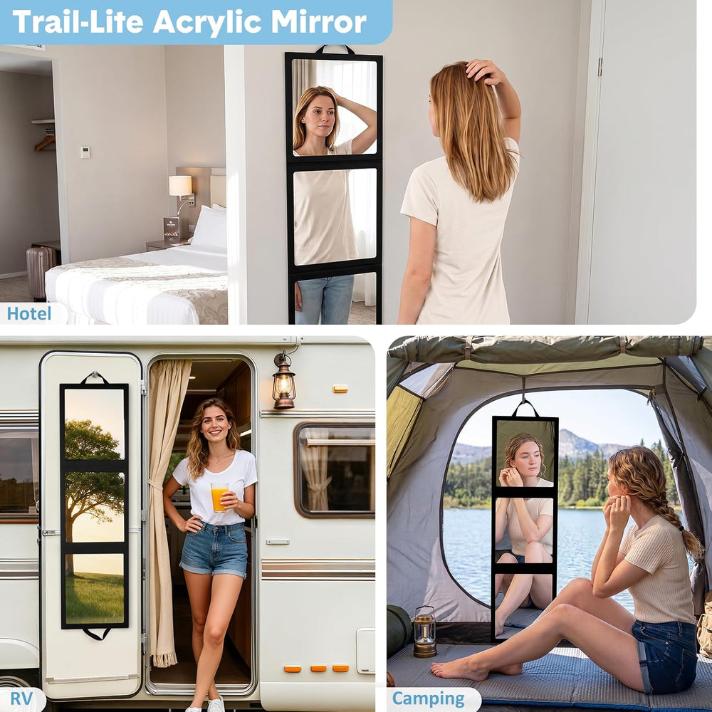 Portable Full Length Hanging Dance Mirror, Foldable Body Mirror for Camping