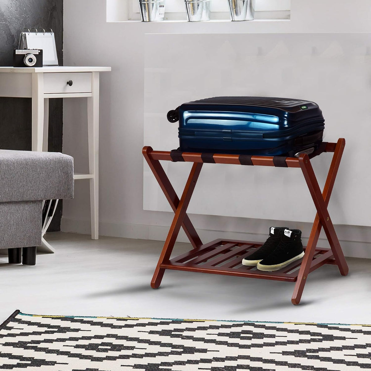 Casual Home Luggage Rack, Walnut (New)