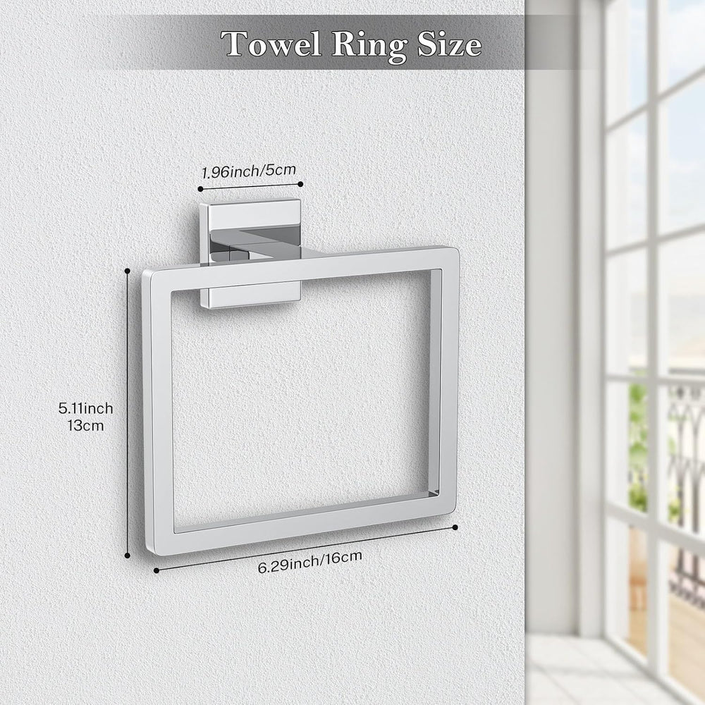 2-Piece Polished Chrome Towel Ring,Hand Towel Holder,Modern Towel Holder Stai...