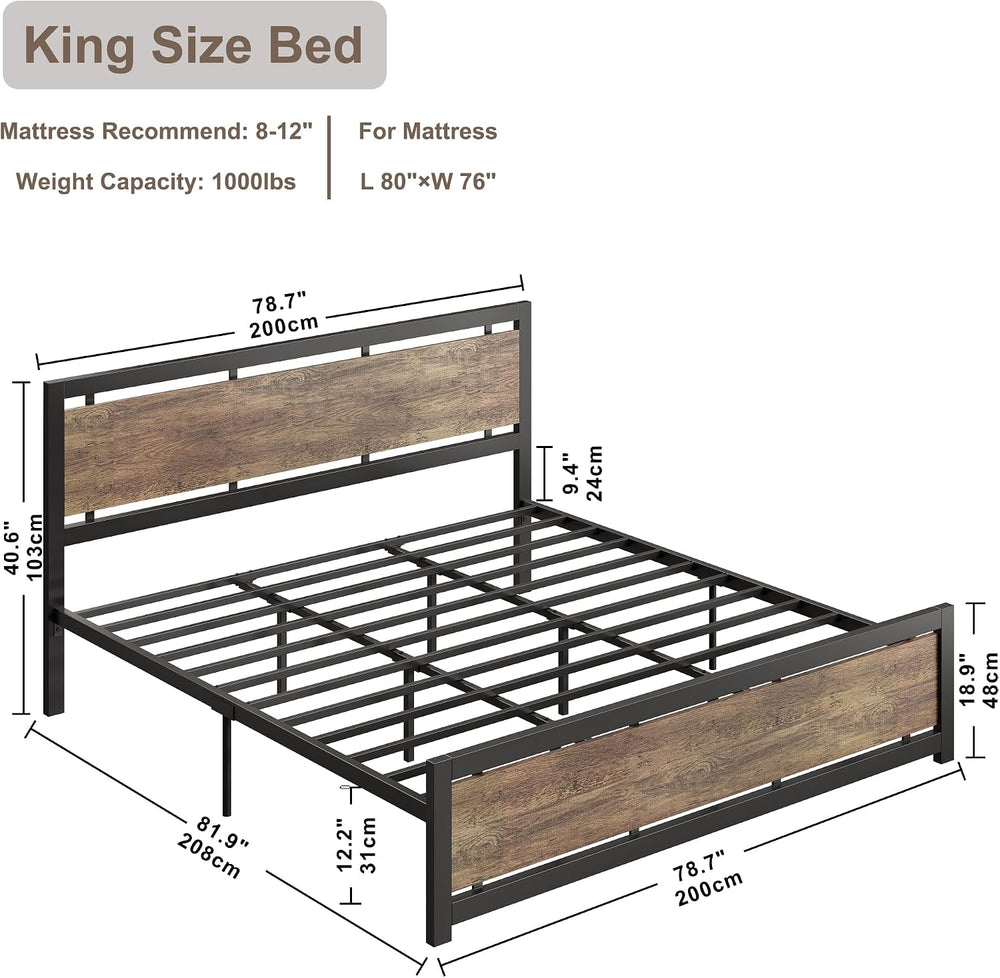 LIKIMIO King Size Bed Frame with Headboard and Footboard