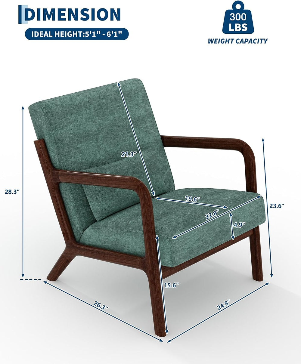 Garvee Mid Century Accent Chair, Upholstered Armchair with Lumbar Pillow