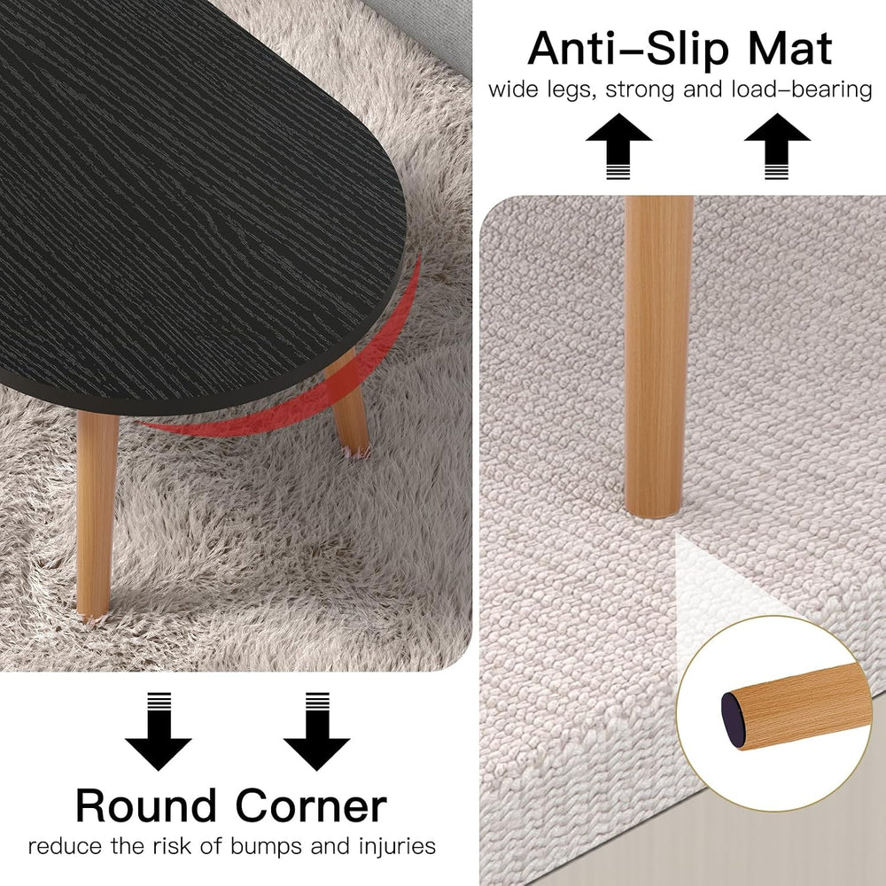 23.6" Small Coffee Table for Small Space, Mini Low Oval Coffee Table