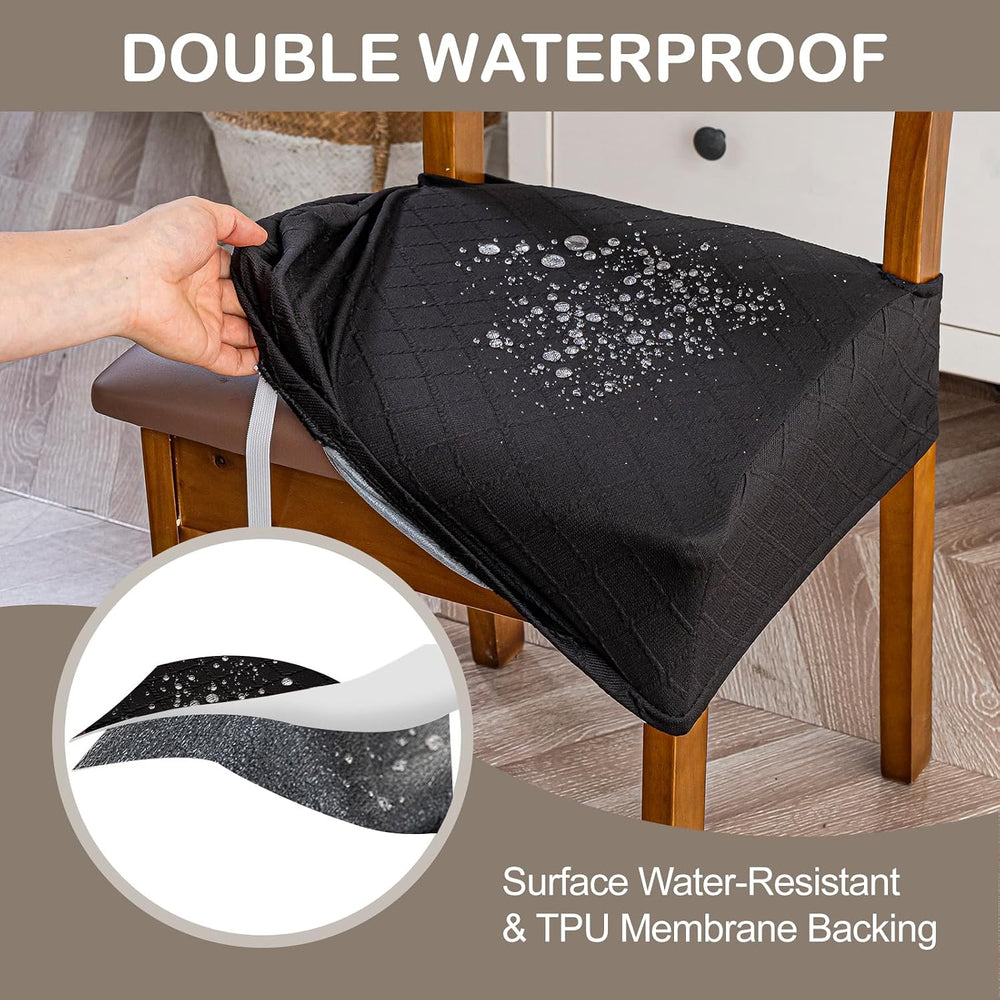 Genina Waterproof Chair Covers Set of 6,No Rear Covers,Black
