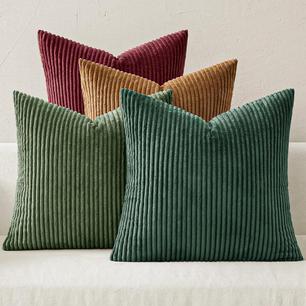 MIULEE Soft Corduroy Decorative Throw Pillow Covers Christmas Green 18x18