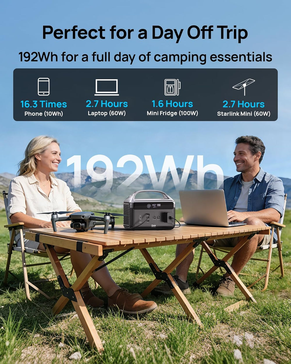 DaranEner 300W Portable Power Station, 192Wh LiFePO4 Solar Generator
