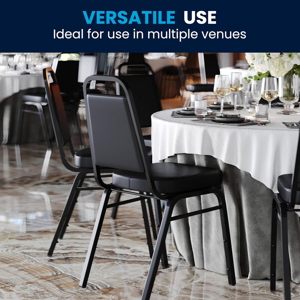 Flash Furniture Hercules Trapezoidal Back Stackable Banquet Chair, Black