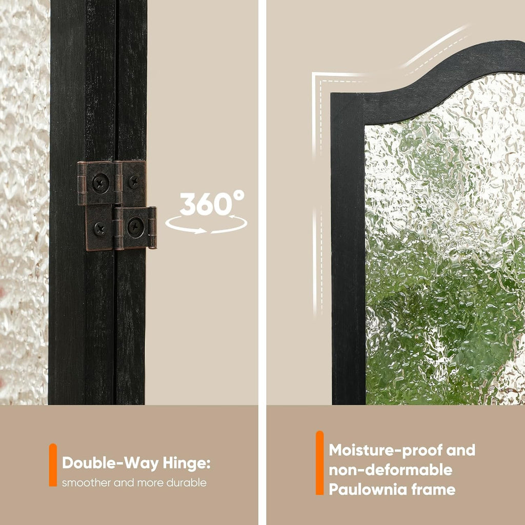 JOSTYLE Acrylic Room Divider, Black, 3-Panel, 67" H x 47.2" W