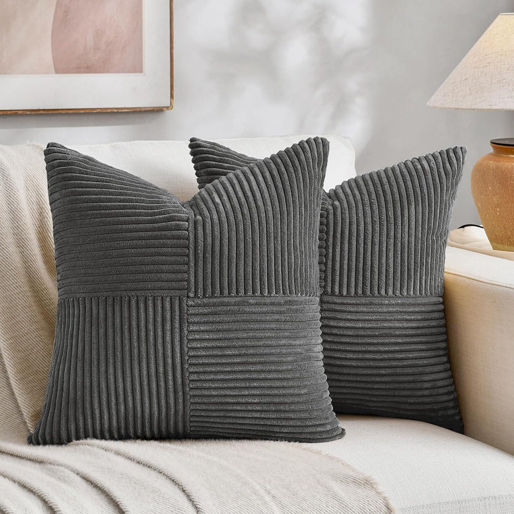 Fancy Homi 2 Packs Dark Gray Euro Decorative Throw Pillow Covers 28x28 Inch f...