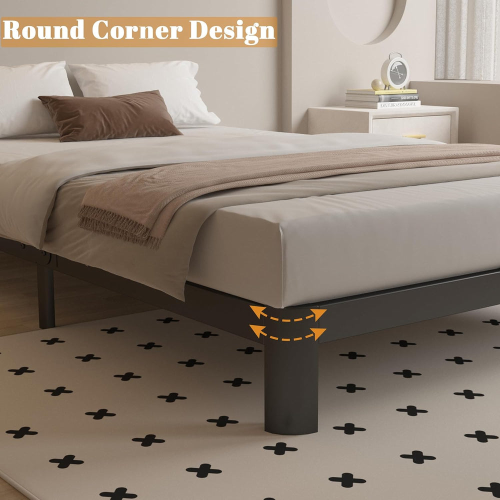 6 Inch Twin Bed Frame with Metal Gasket, Black Single Bed Base