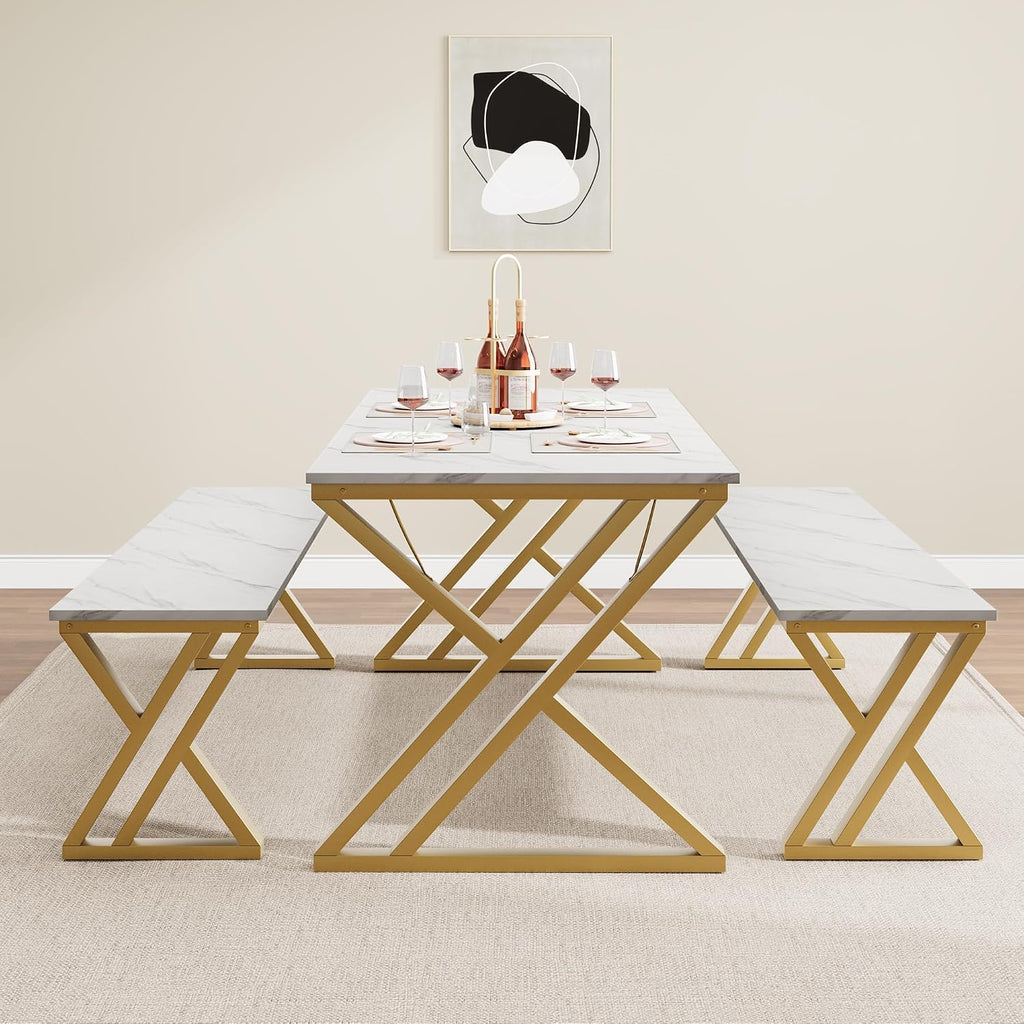 garveehome kitchen table with 2 benches, dining table on a desk or shelf