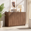 Modern Buffet Cabinet with Storage, 47.2" Tall Fluted Arched Sideboard Cabinet w/Adjustable Shelves, Wooden Modular Coffee Bar for Dining Room, Kitchen, Living Room, Entryway, Brown