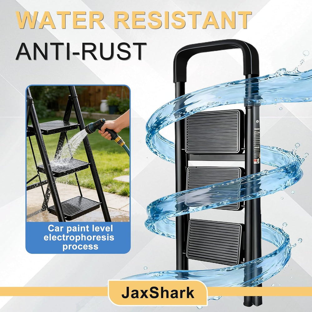 3 Step Ladder Folding Step Stool with Handrail