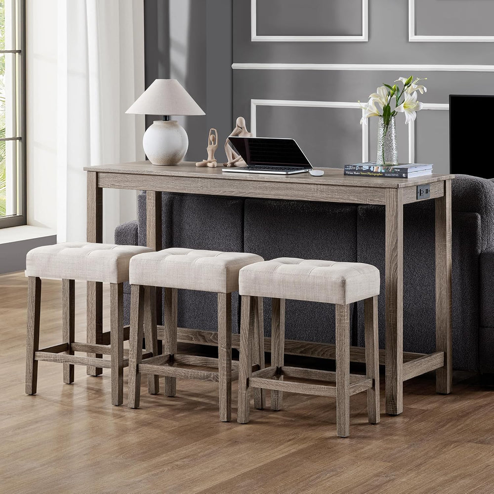 DUHOME 4 Piece Bar Table Set with Power Outlet,Counter Dining Table Set