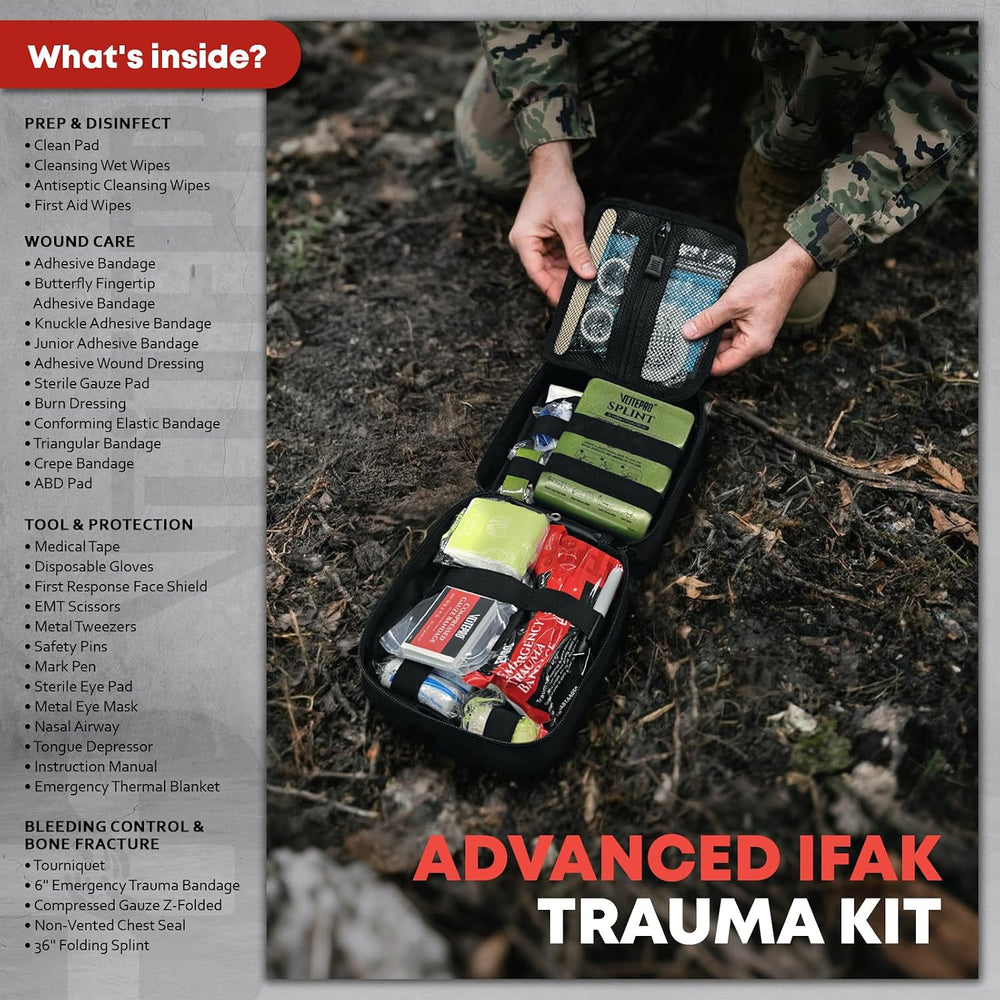 Advanced Trauma First Aid Kit - Emergency Camping Gear with Tourniquet Kit, C...