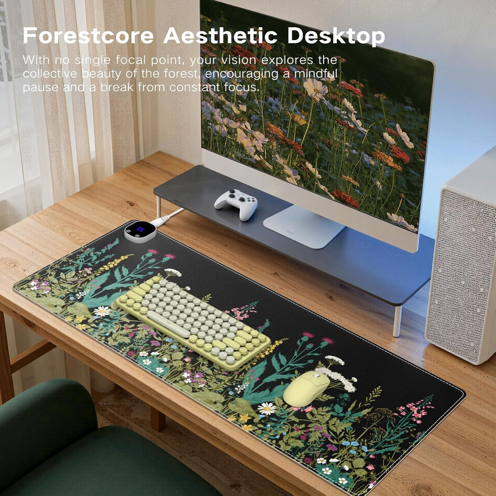 iCasso Floral Computer Pad 35.4"x15.7", Keyboard Pad for Workspace