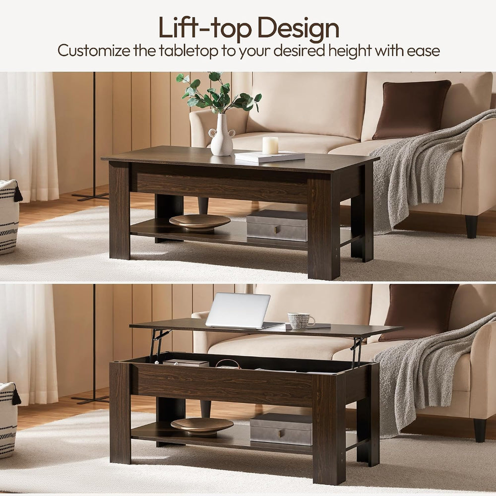 Yaheetech Lift Top Coffee Table with Hidden Storage & Shelf, Espresso,38....