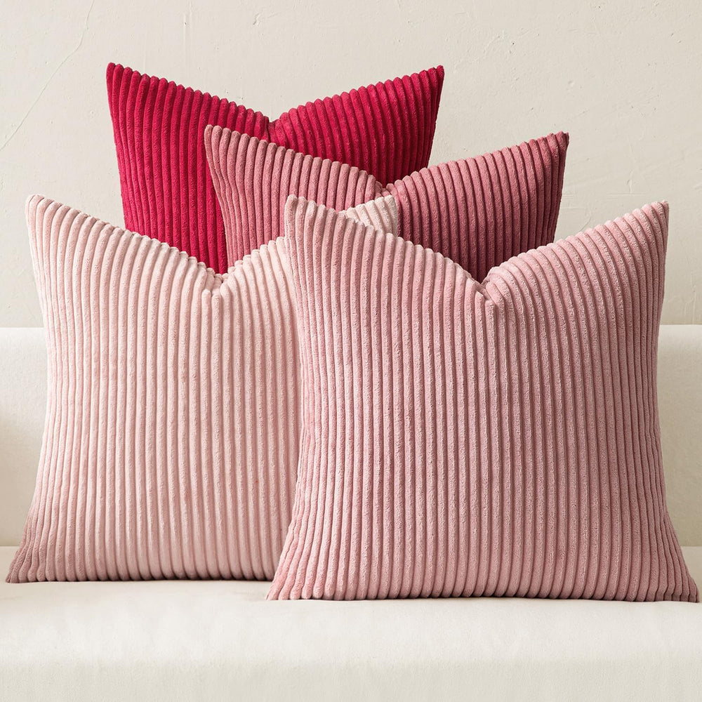 MIULEE Soft Corduroy Decorative Throw Pillow Covers Pink Series 20x20