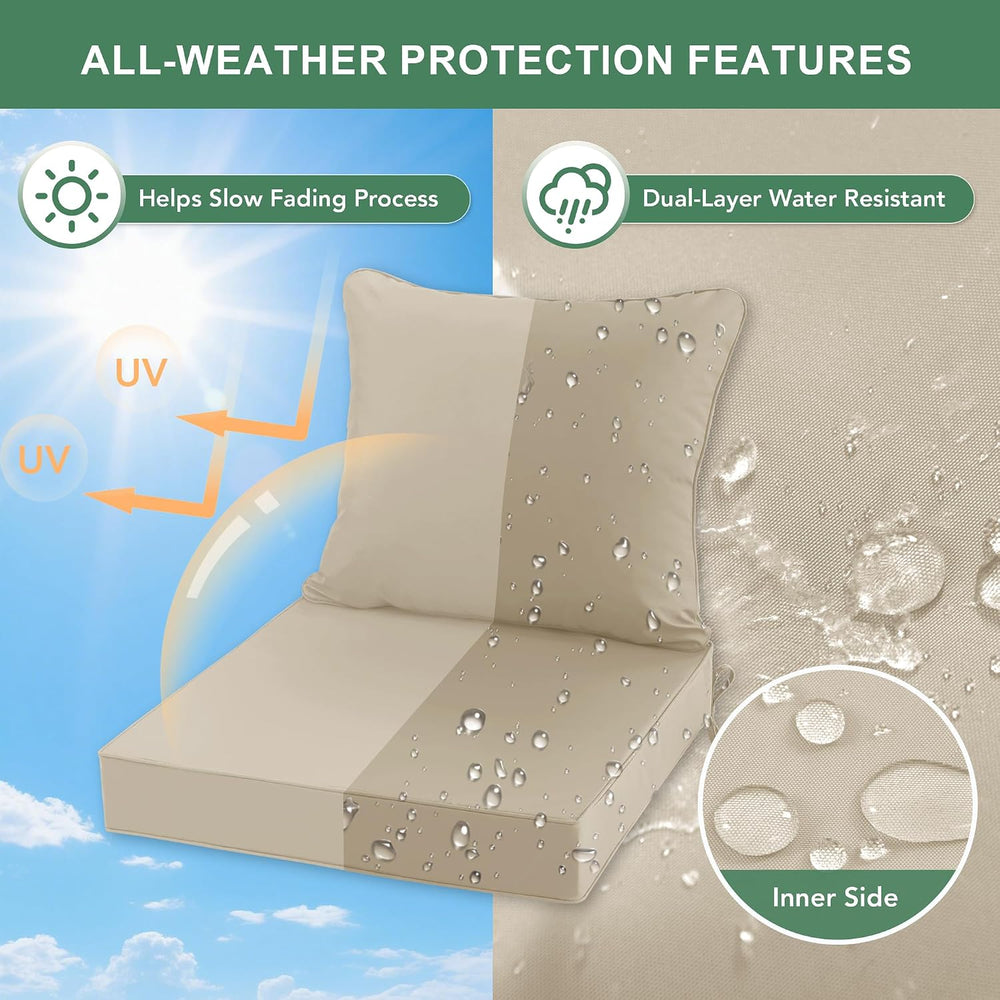 Summsun Outdoor Chair Cushion Water Resistant, 19 x 19 Inch, Cream, 4-Pack