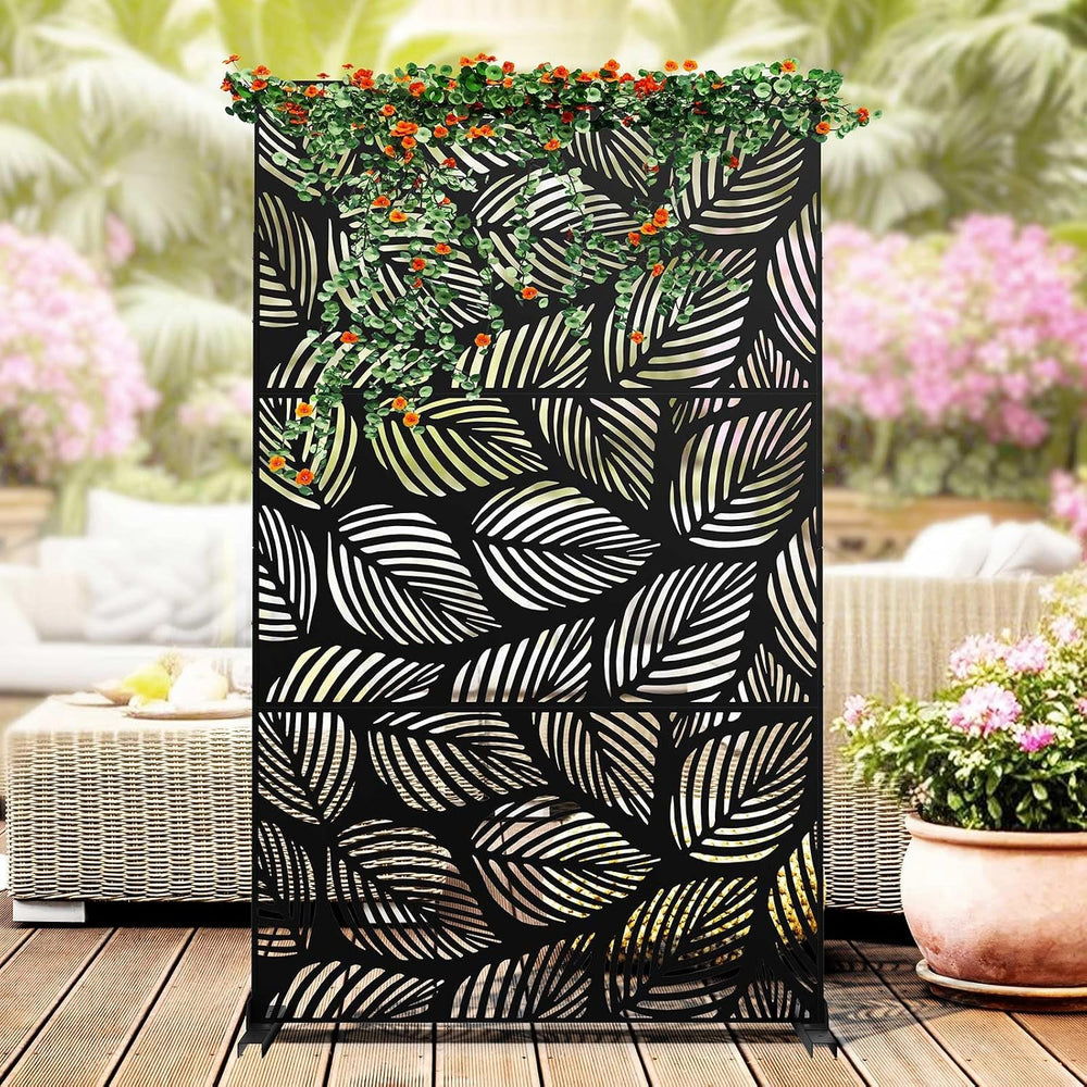 Kingsyard 72x47 Inch Metal Privacy Screen Outdoor Freestanding