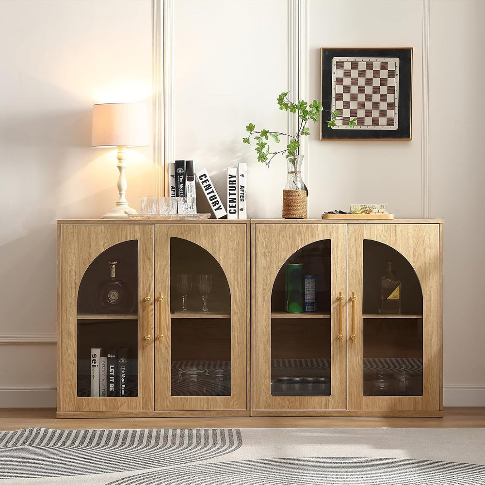 FOREST GRAVITY 31.5'' Display Sideboard Cabinet with Arched Glass Doors