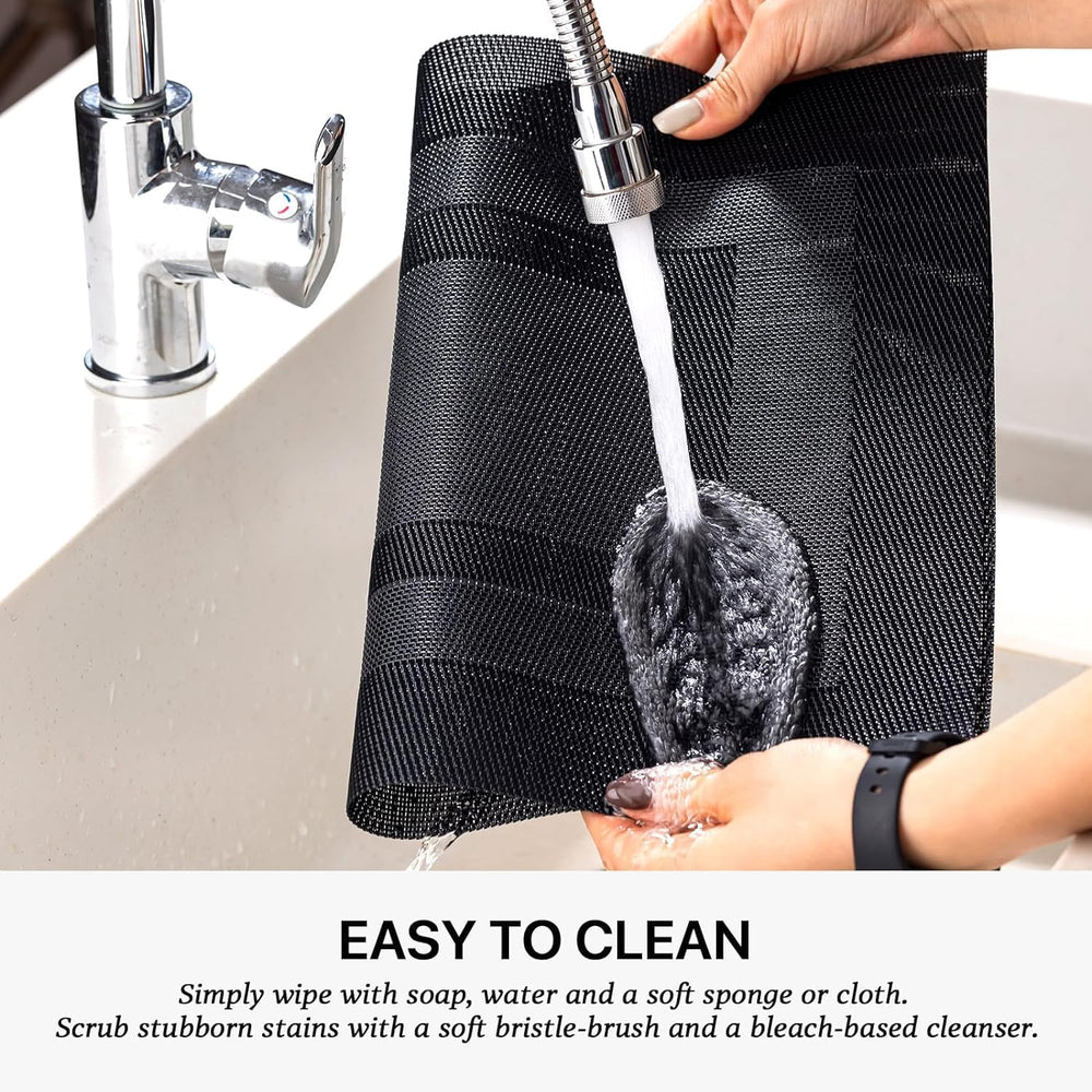 LEXMORE PlaceMats Set of 12 Vinyl/Plastic Woven Place Mats for Kitchen Table ...