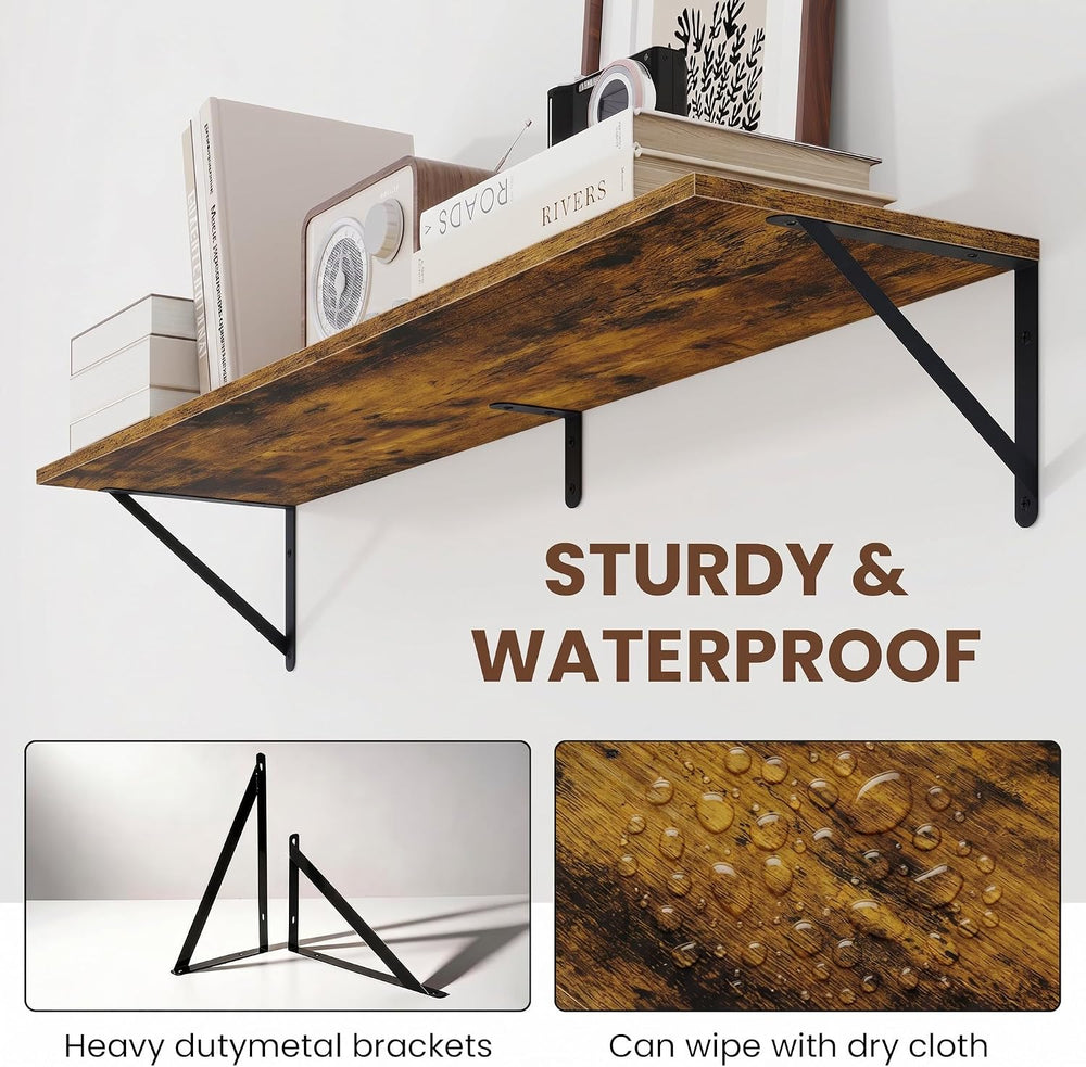 Vivelove Deep Floating Shelves for Wall, 48W x 8D Wood Wall Shelves Set of 2,...
