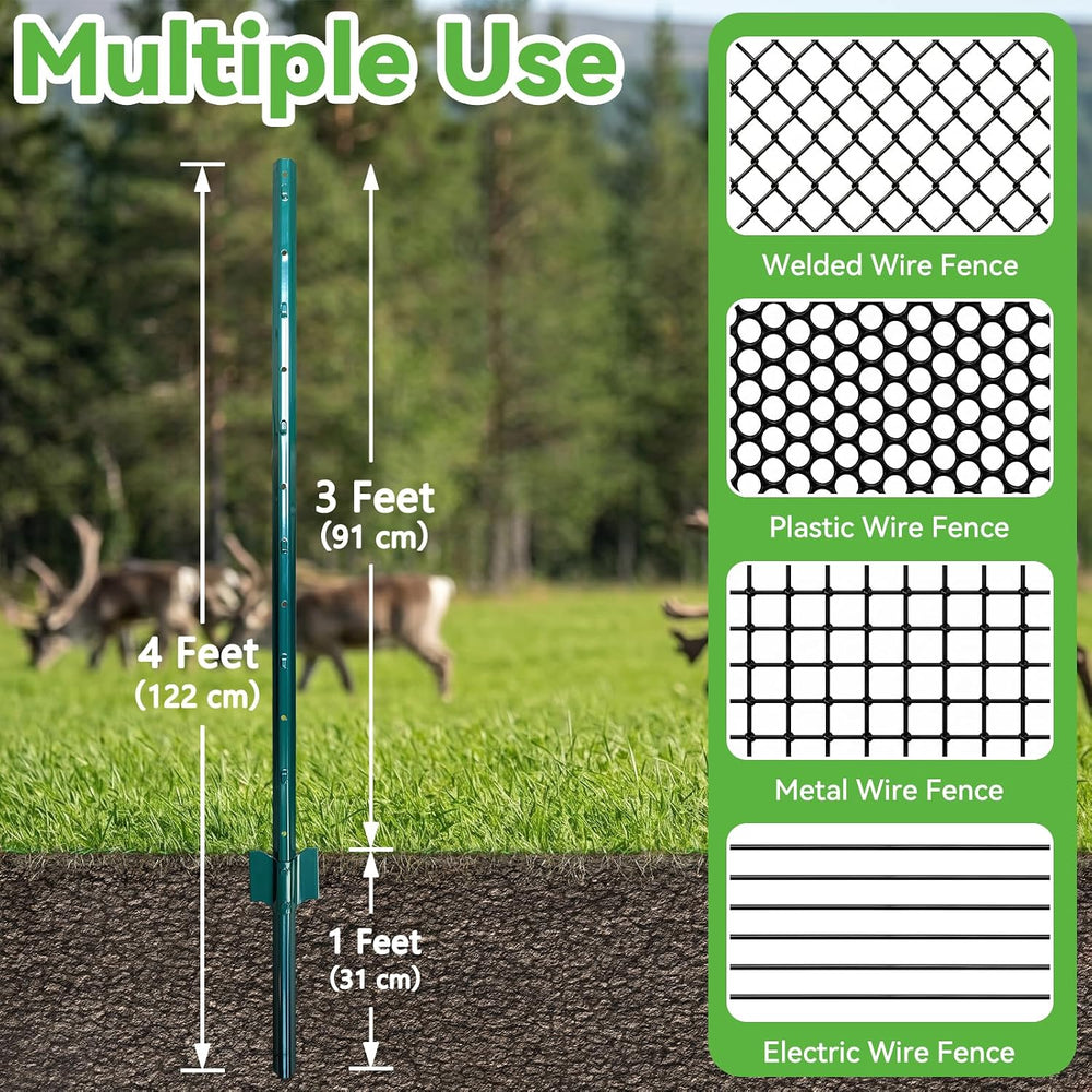 Thealyn Metal 10Pack 4FT Fence Posts for Wire Fencing Heavy Duty U Post