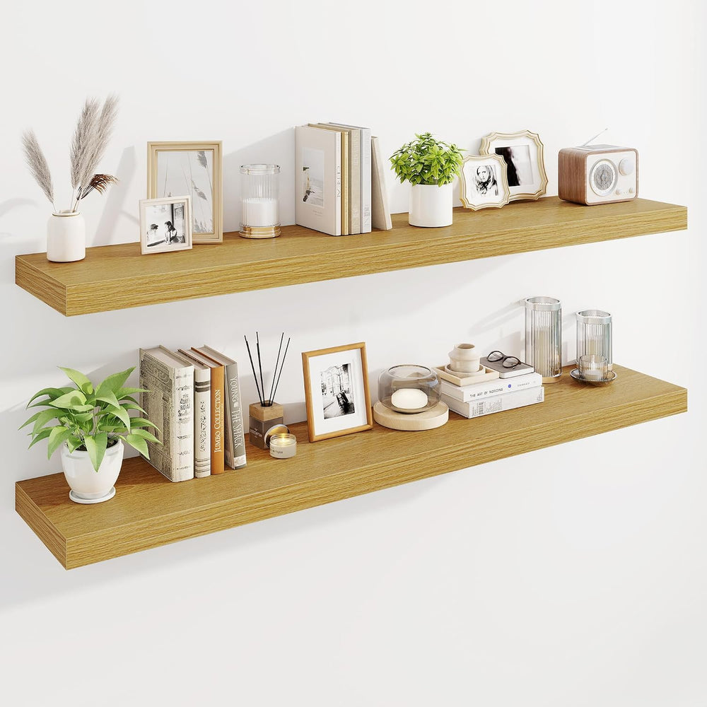 Marsmiles 55" Floating Shelves for Wall, Wooden Shelves with Invisible B...