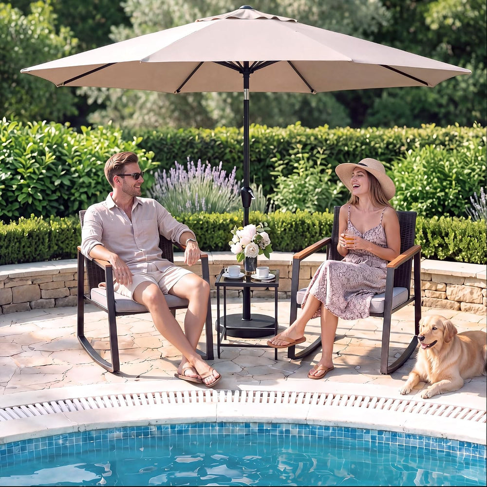 Gizoon 3 Pieces Rocking Patio Bistro Set with Anti-Scald Armrest