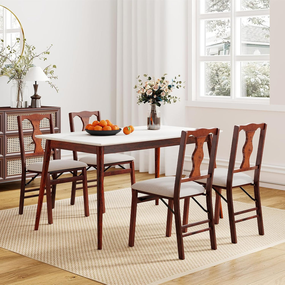 GIANTEX Folding Dining Chairs Set of 4, Upholstered Dining Chairs with Comfy ...