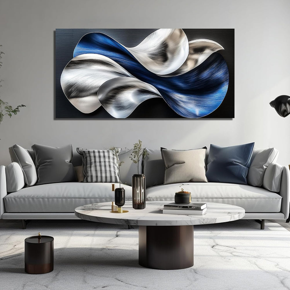 JuhaiArt Blue Wall Art Flow Painting Wall Decor for Office