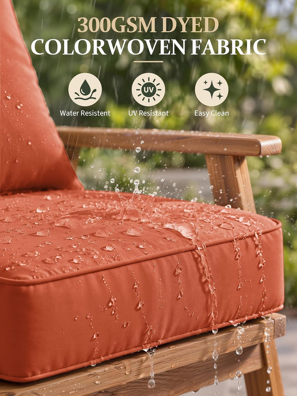 Outdoor Seat Chair Cushion Set of 1,22x24 Inch Waterproof Cushions