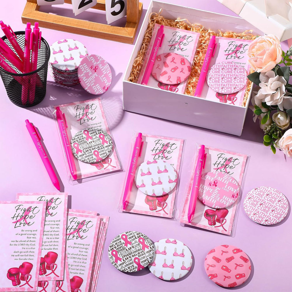 Pinkunn 75 Sets Breast Cancer Awareness Accessories Bulk Breast Cancer Gift f...
