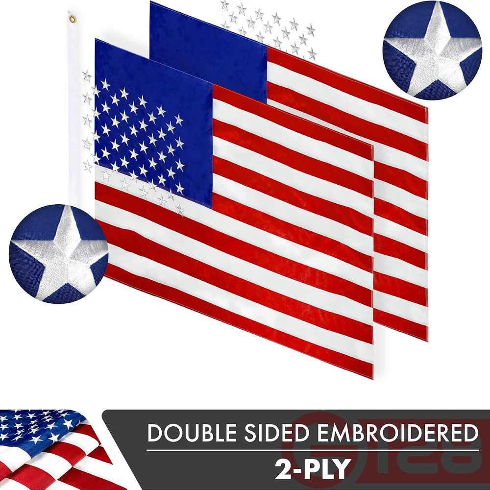 G128 American USA Flag | 3x5 Ft | Double ToughWeave Series Double Sided Embro...