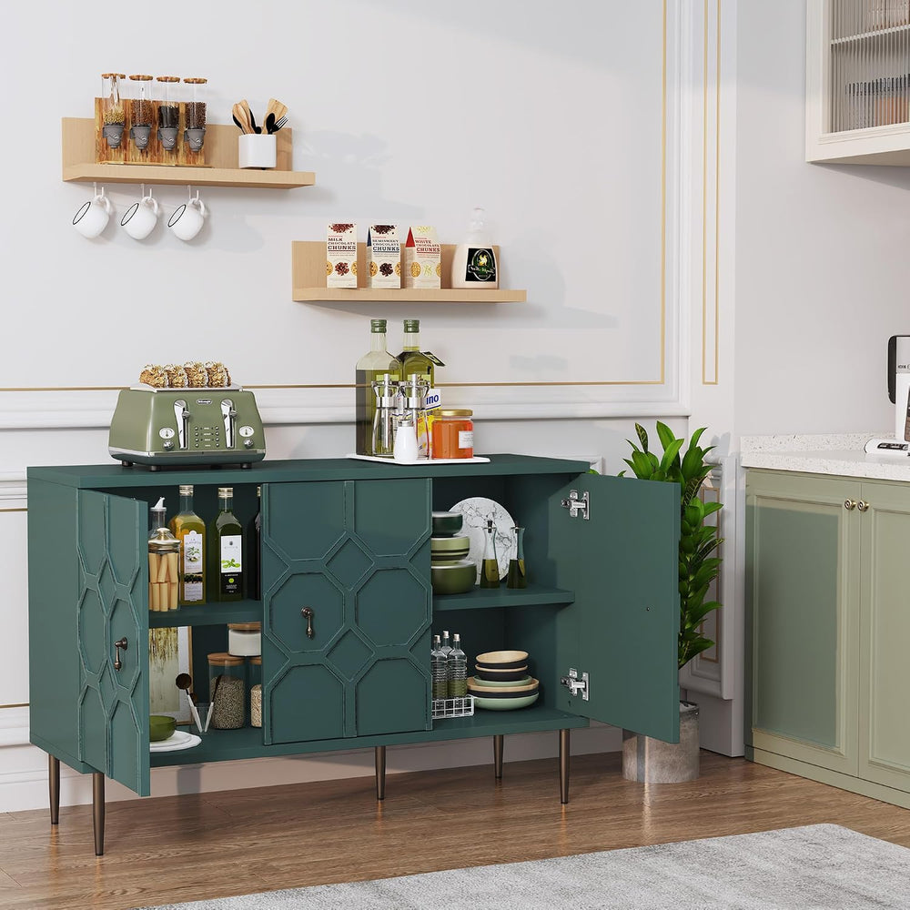 Sideboard Buffet Cabinet with Storage, 47" Accent Cabinet with Decorativ...