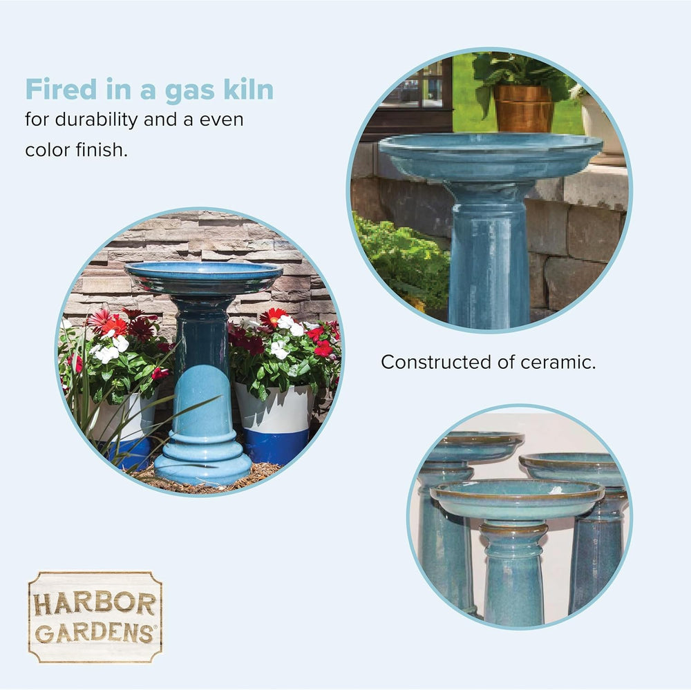 GP0110ES Harbor Gardens Bird Bath, 24 Inch, Light Blue